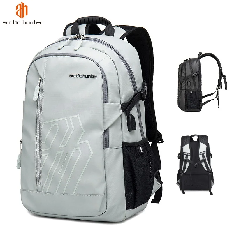 ARCTIC HUNTER Grey Laptop Backpack for Unisex 28L Travel Backpack with 15.6-inch Laptop Pocket Compartment Business Backpack with Power Bank USB Port Water Resistant Premium Office Backpack B00387 Grey  | Best Price UAE